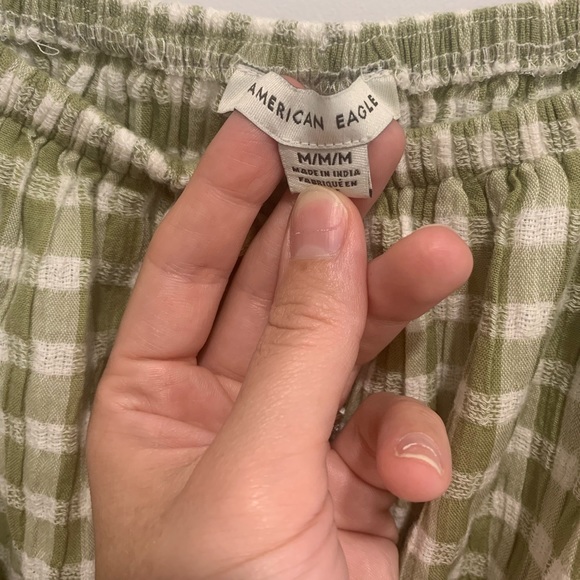American Eagle, green and white gingham, mini romper. - Picture 6 of 9